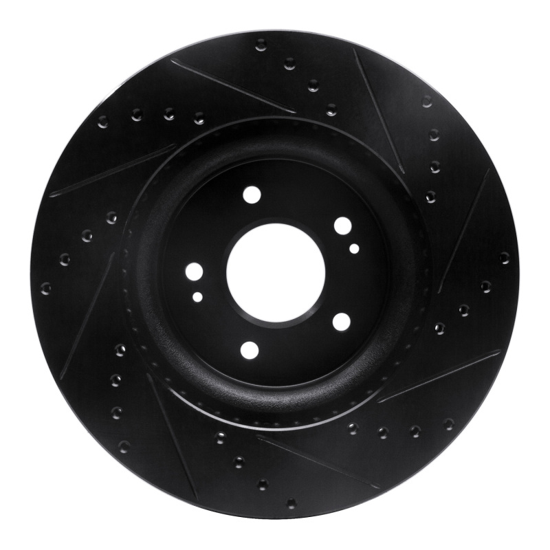 Genesis G70 Brake Rotor (1) - Front Left - R1 Concepts - Drilled & Slotted - Black - `18-`23